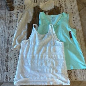 White and Aqua Sleeveless Tops